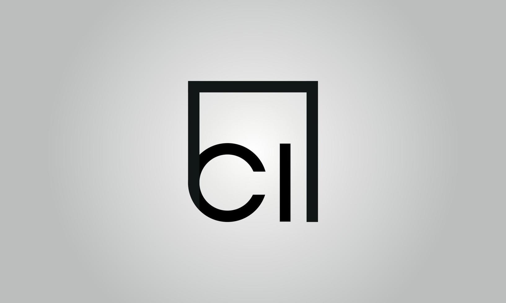 Buchstabe ci Logo-Design. ci-Logo mit quadratischer Form in schwarzen Farben Vektor kostenlose Vektorvorlage.
