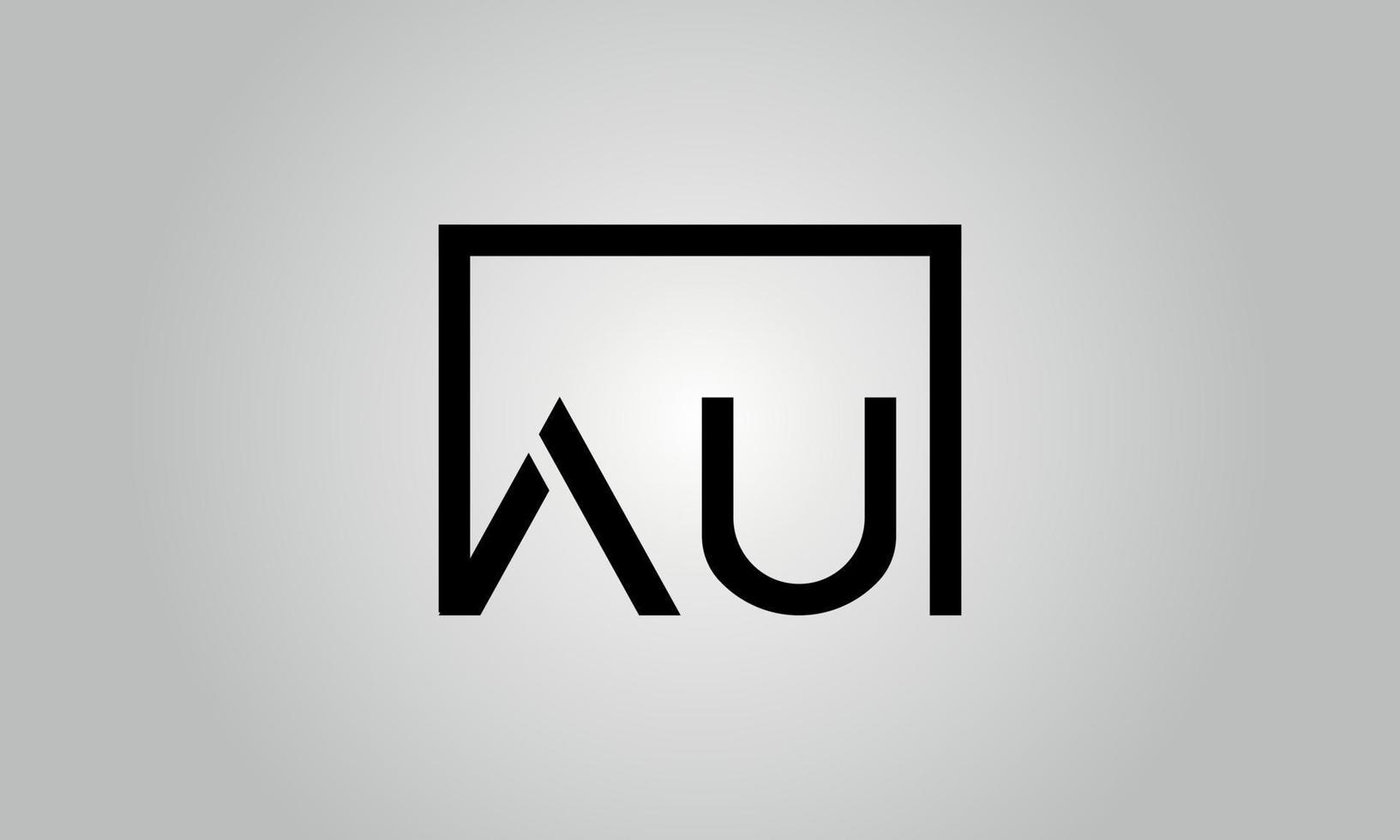 Buchstabe au Logo-Design. Au-Logo mit quadratischer Form in schwarzen Farben Vektor kostenlose Vektorvorlage.