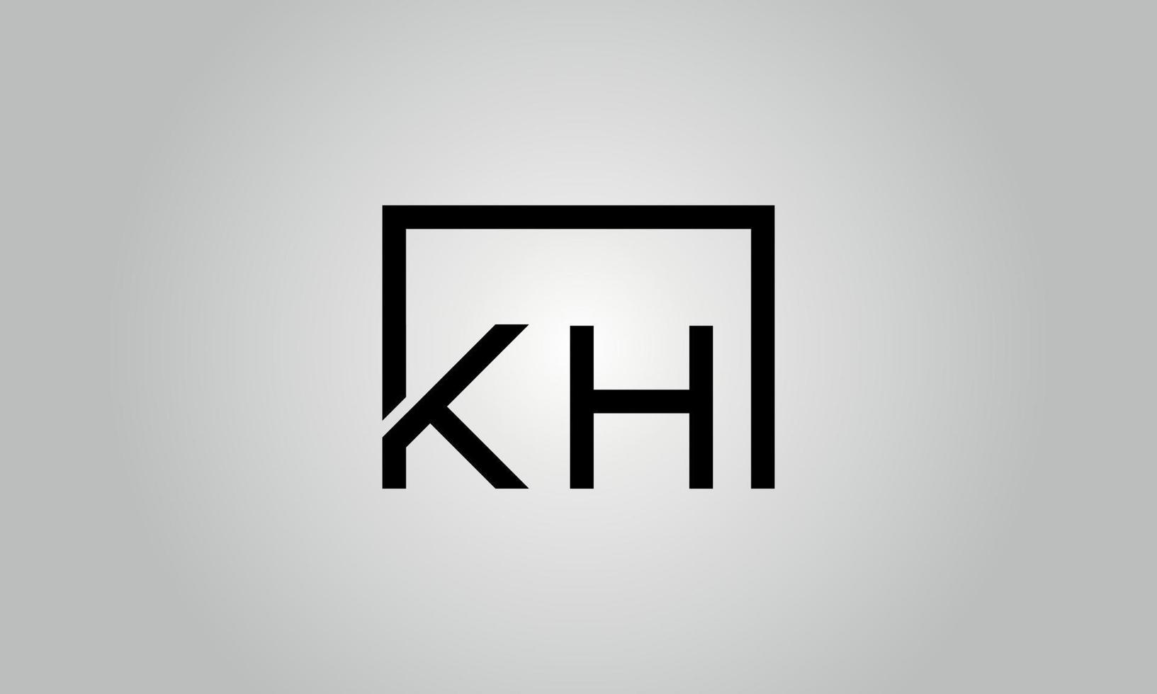 brev kh logotyp design. kh logotyp med fyrkant form i svart färger vektor fri vektor mall.