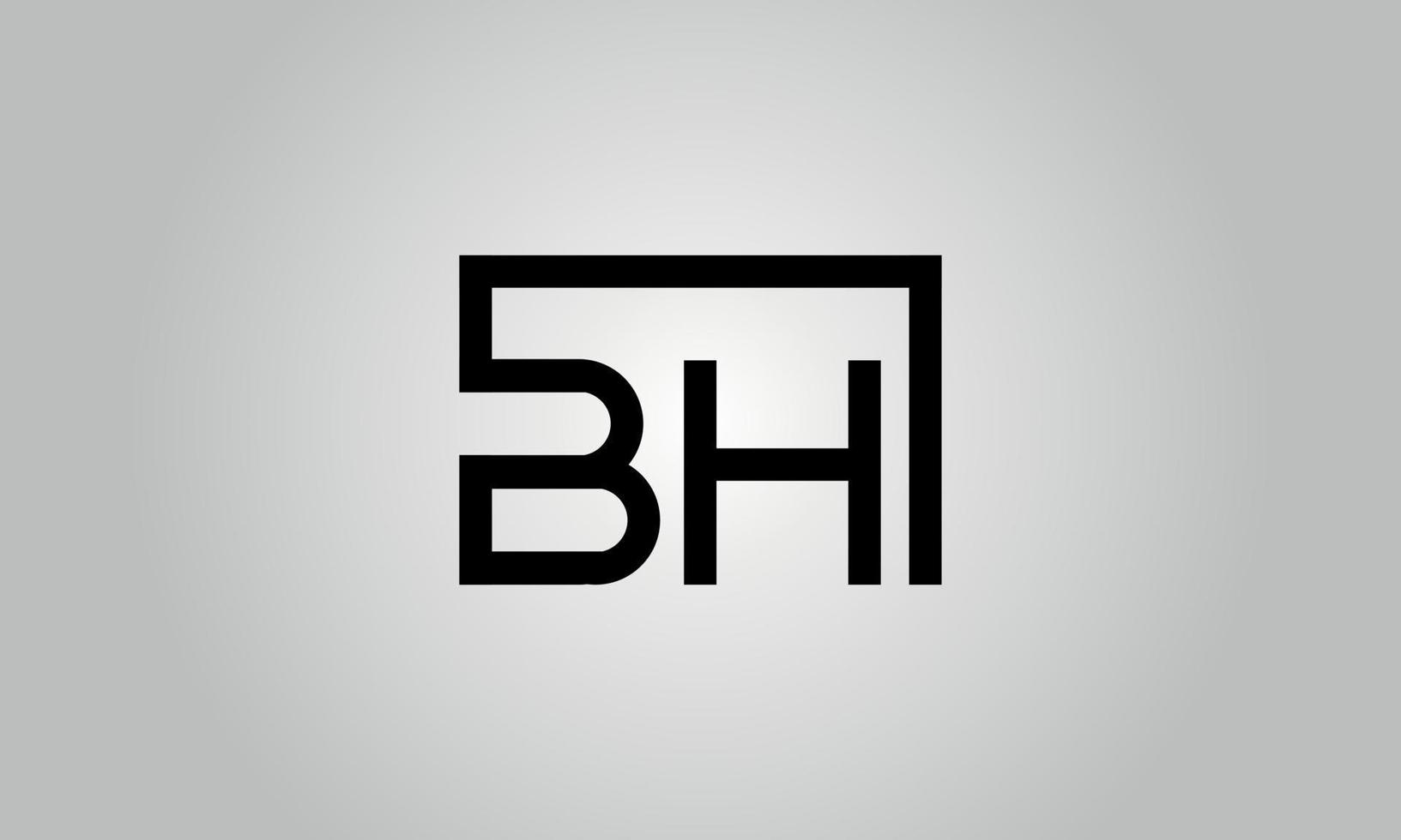 brev bh logotyp design. bh logotyp med fyrkant form i svart färger vektor fri vektor mall.