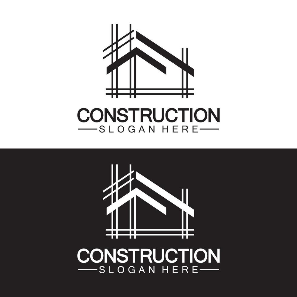 Bau-, Hausreparatur- und Gebäudekonzept-Logo-Design, Hausbau-Vektor-Logo-Vorlage vektor