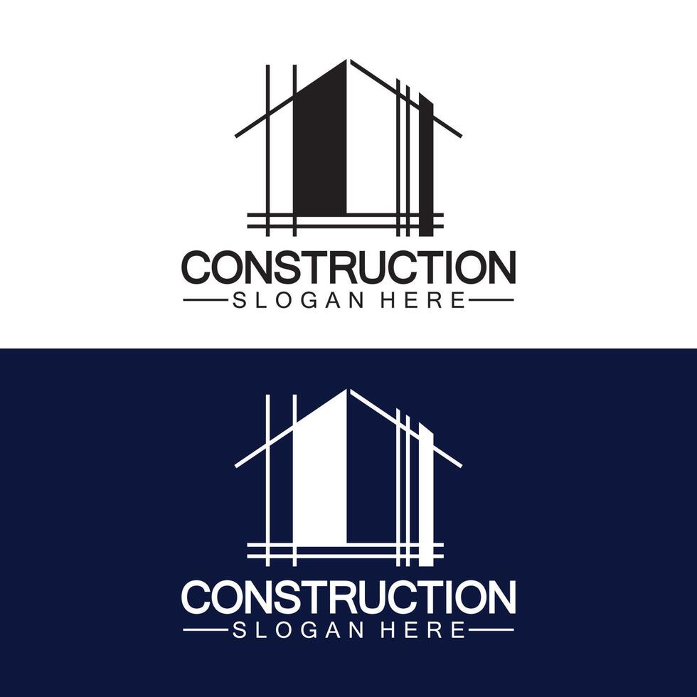 Bau-, Hausreparatur- und Gebäudekonzept-Logo-Design, Hausbau-Vektor-Logo-Vorlage vektor