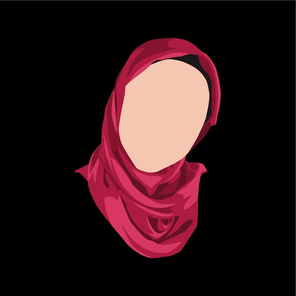 vektor hijab röd med svart bakgrund