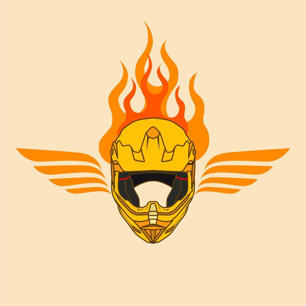 gelbe Helm-Logo-Feuerkombination vektor