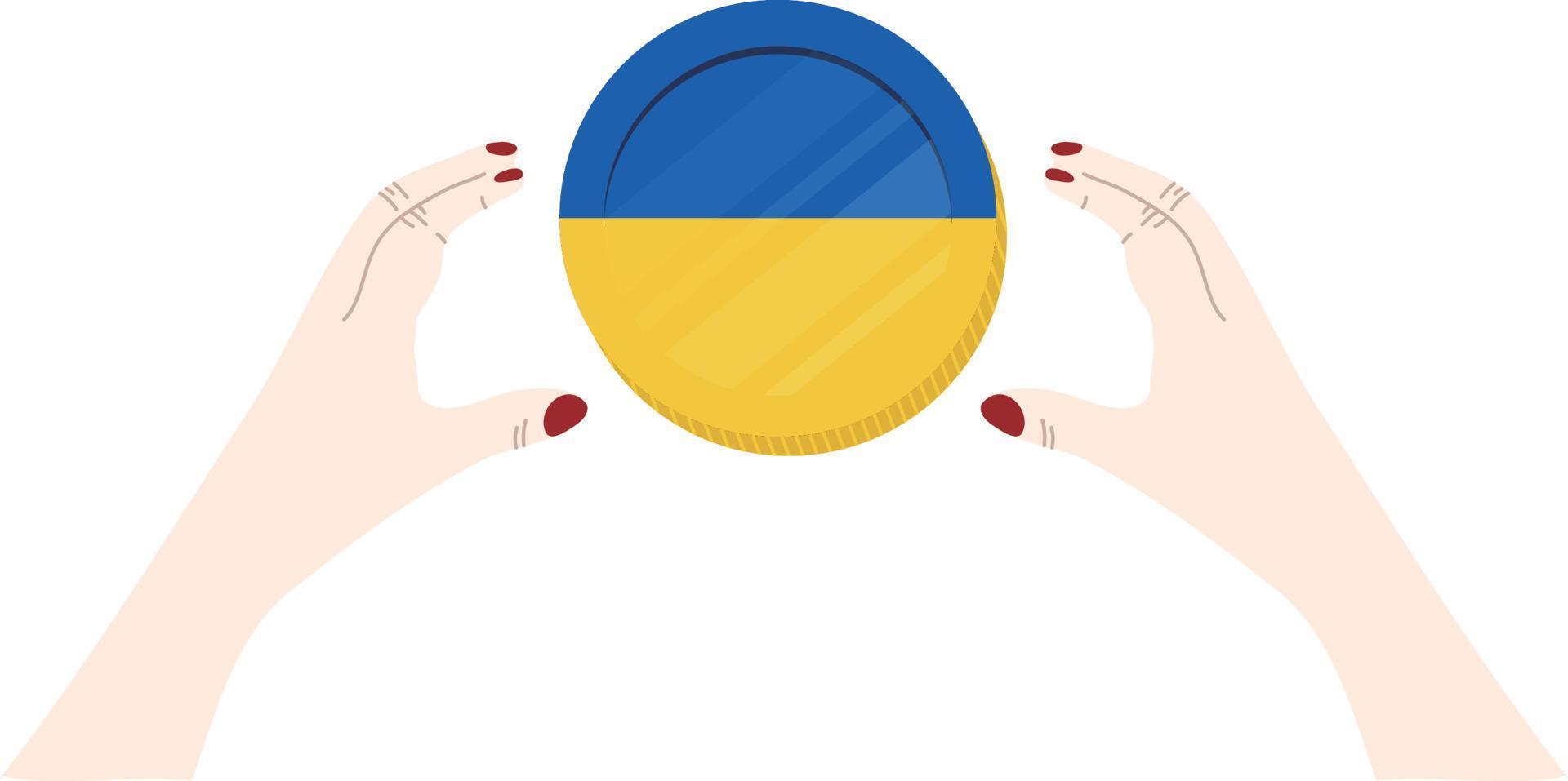 ukrainska hryvnian vektor handritad flagga, ukrainska flaggan vektor handritad flagga