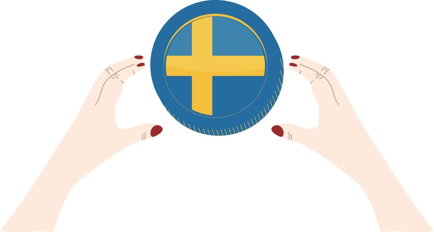 schwedische Flagge Vektor handgezeichnete Flagge, schwedische Krone Vektor handgezeichnet