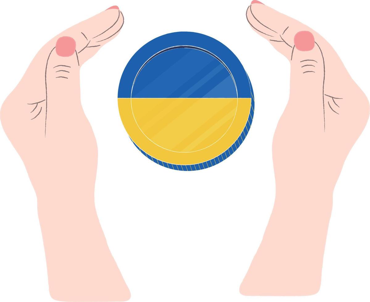 ukrainska hryvnian vektor handritad flagga, ukrainska flaggan vektor handritad flagga