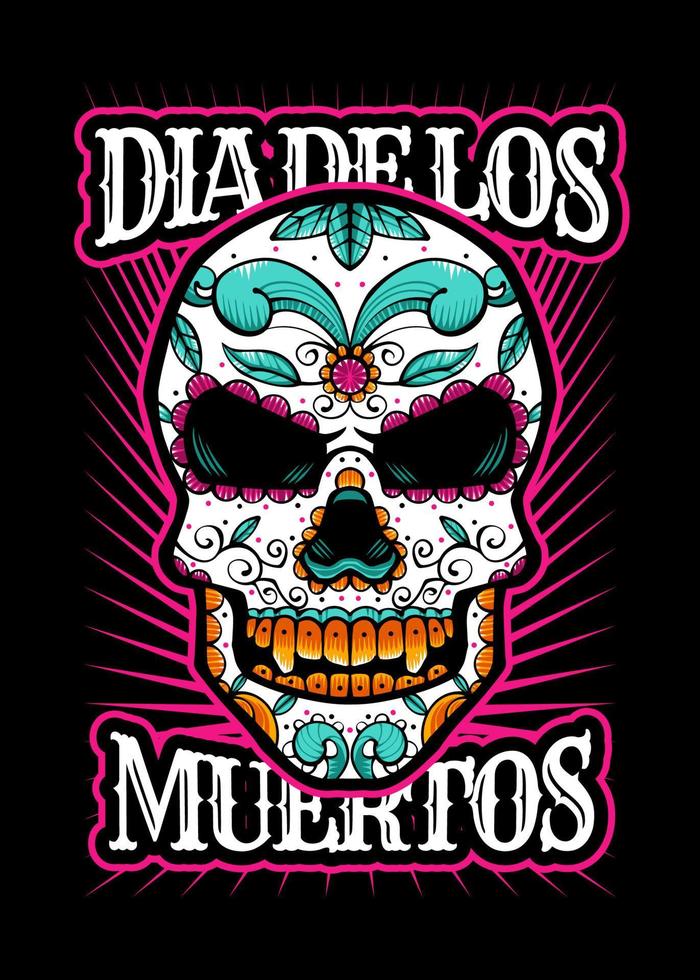 dia de los muertos, dag av de död- skalle, mexikansk Semester, festival vektor japansk illustration stil isolerat. redigerbar lager och Färg.