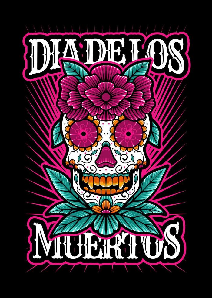 dia de los muertos, dag av de död- skalle, mexikansk Semester, festival vektor japansk illustration stil isolerat. redigerbar lager och Färg.