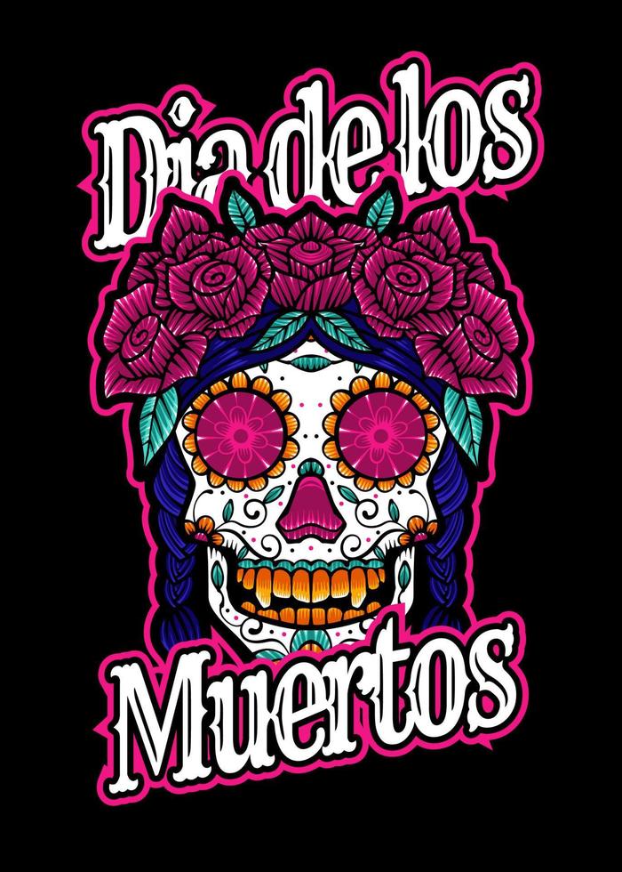 dia de los muertos, tag des toten schädels, mexikanischer feiertag, festivalvektor japanische illustrationsart lokalisiert. bearbeitbare Ebene und Farbe. vektor