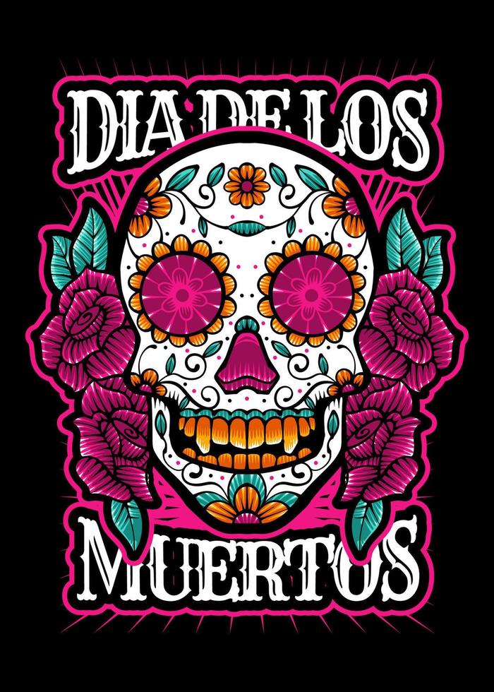 dia de los muertos, dag av de död- skalle, mexikansk Semester, festival vektor japansk illustration stil isolerat. redigerbar lager och Färg.