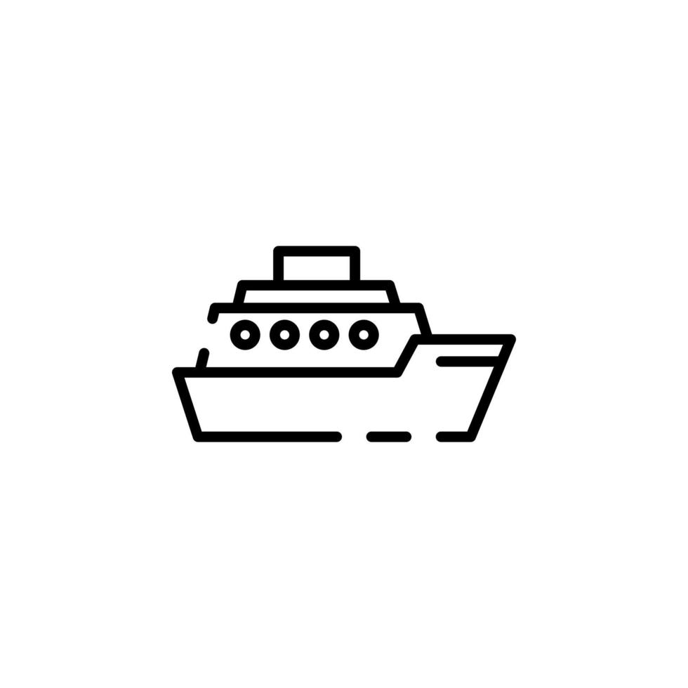 fartyg, båt, segelbåt prickad linje ikon vektor illustration logotyp mall. lämplig för många syften.