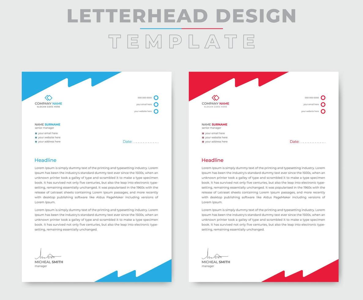 Professionelles kreatives Briefkopf-Vorlagendesign für Ihr Unternehmen vektor