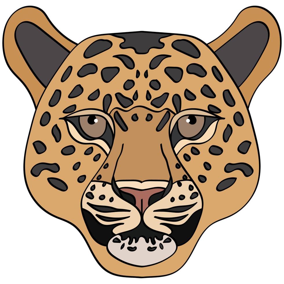 leopardenkopfillustration, sportmaskottchen oder teamlogo im flachen stil. Cartoon-Bild in Vektorgrafiken. vektor