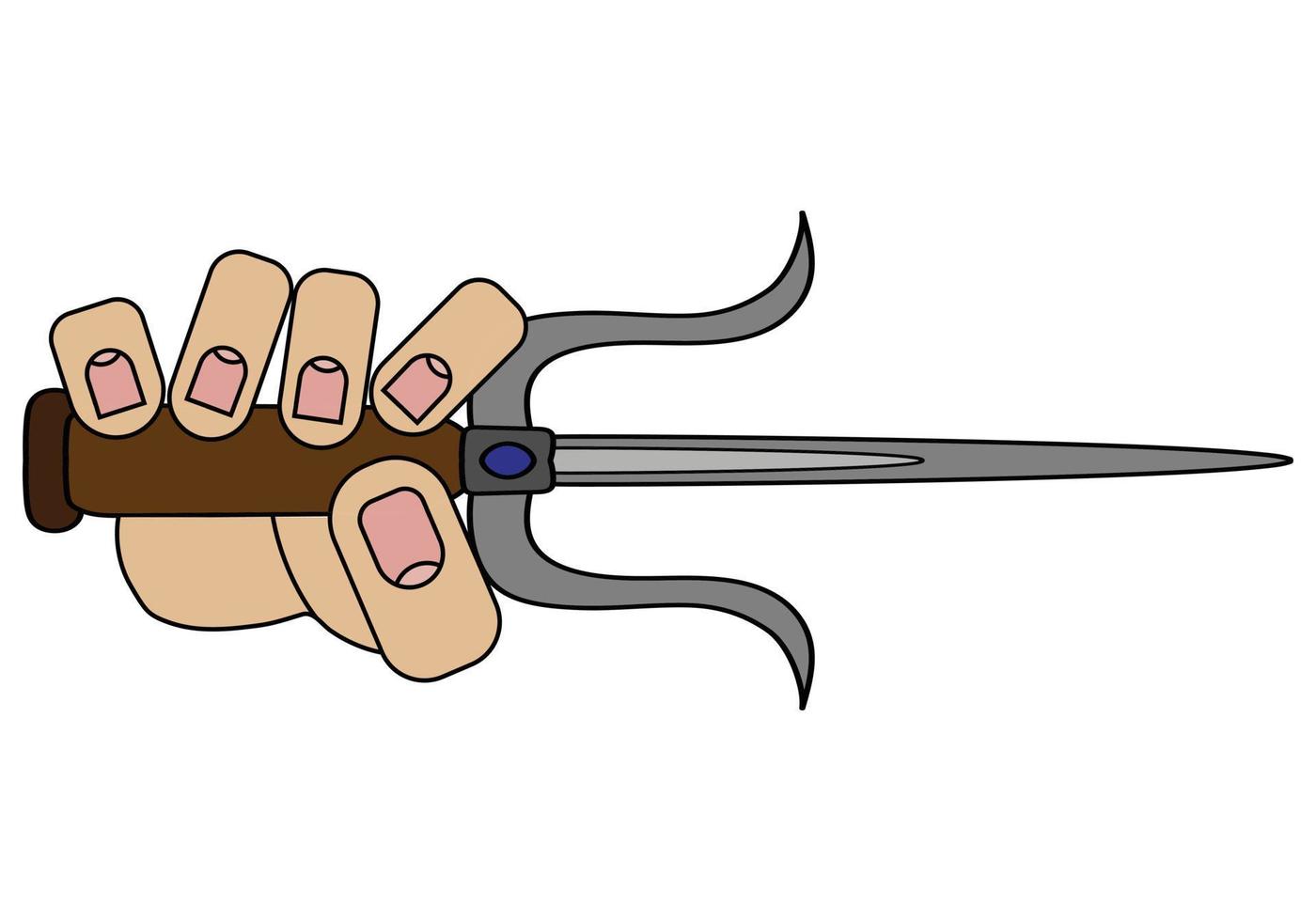 Hand, die Sai hält, isoliert auf weißem Hintergrund im Cartoon-Stil in Vektorgrafik vektor