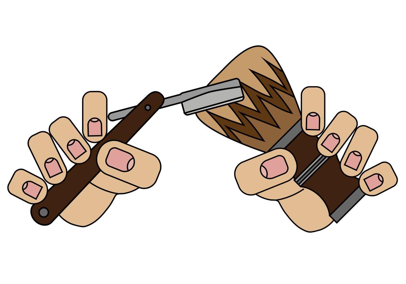Klinge und Rasiermesser in der Hand. isoliert auf weißem Hintergrund im Cartoon-Stil in Vektorgrafik vektor