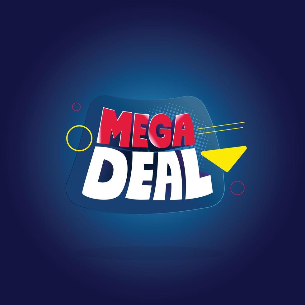 mega deal sales 3d text style vector template illustration für social media social media banner vorlage, gutschein, rabatt, saisonverkauf.