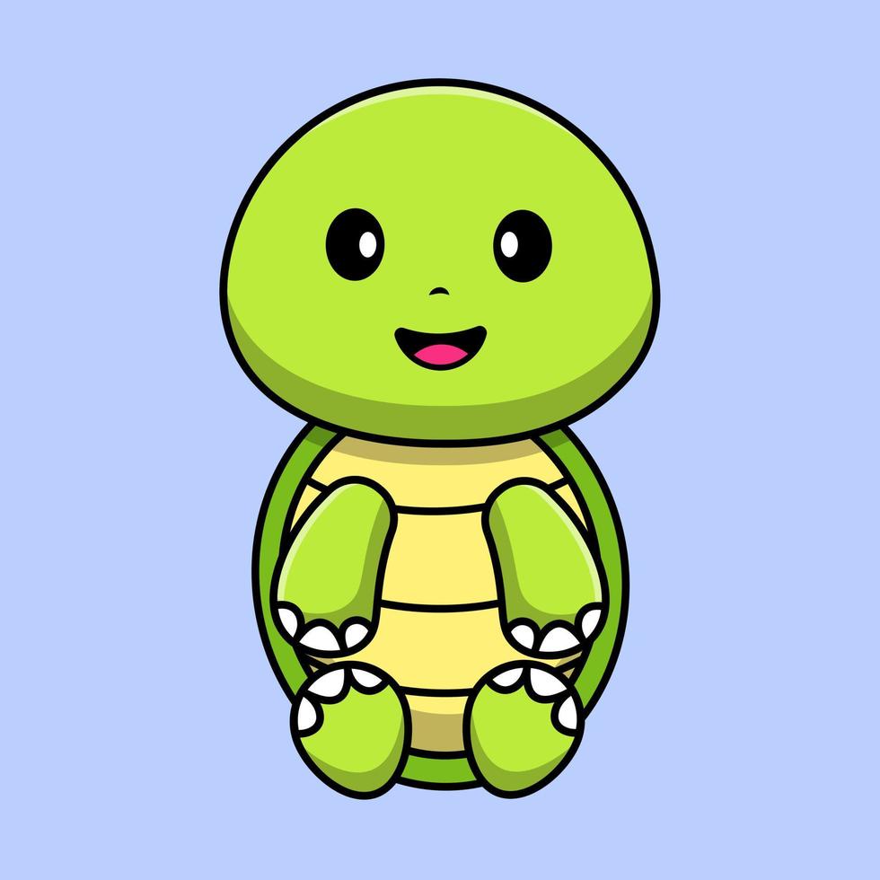 söt sköldpadda Sammanträde tecknad serie vektor ikon illustration. platt tecknad serie begrepp