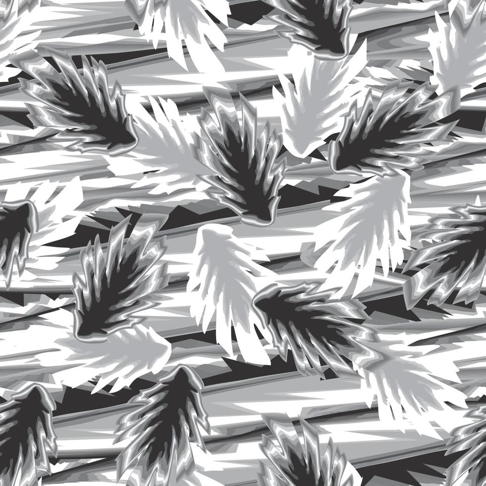 abstrakt sömlös tropisk mönster med grå enfärgad växter löv på abstrakt Vinka bakgrund. sömlös exotisk mönster med tropisk växter. exotisk tapet. trendig sommar hawaii skriva ut vektor