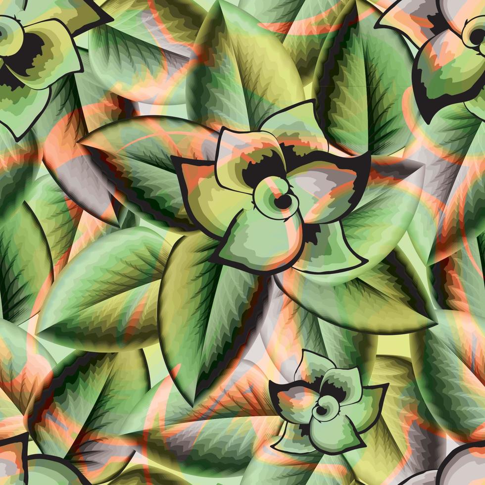 grüner Blumenhintergrund, nahtloses Muster mit tropischem Laub. einfache Naturillustration. elegantes nahtloses botanisches muster. Vintage-Stil. Naturtapete. tropischer Hintergrund. Laubmuster vektor