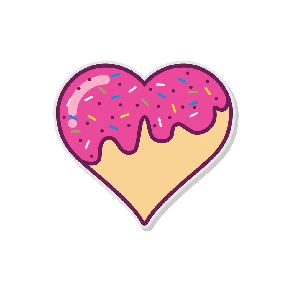 kaka kärlek hjärta logotyp vektor, hjärta formad kaka symbol med sylt och choklad strössel för kaka eller bageri logotyp vektor