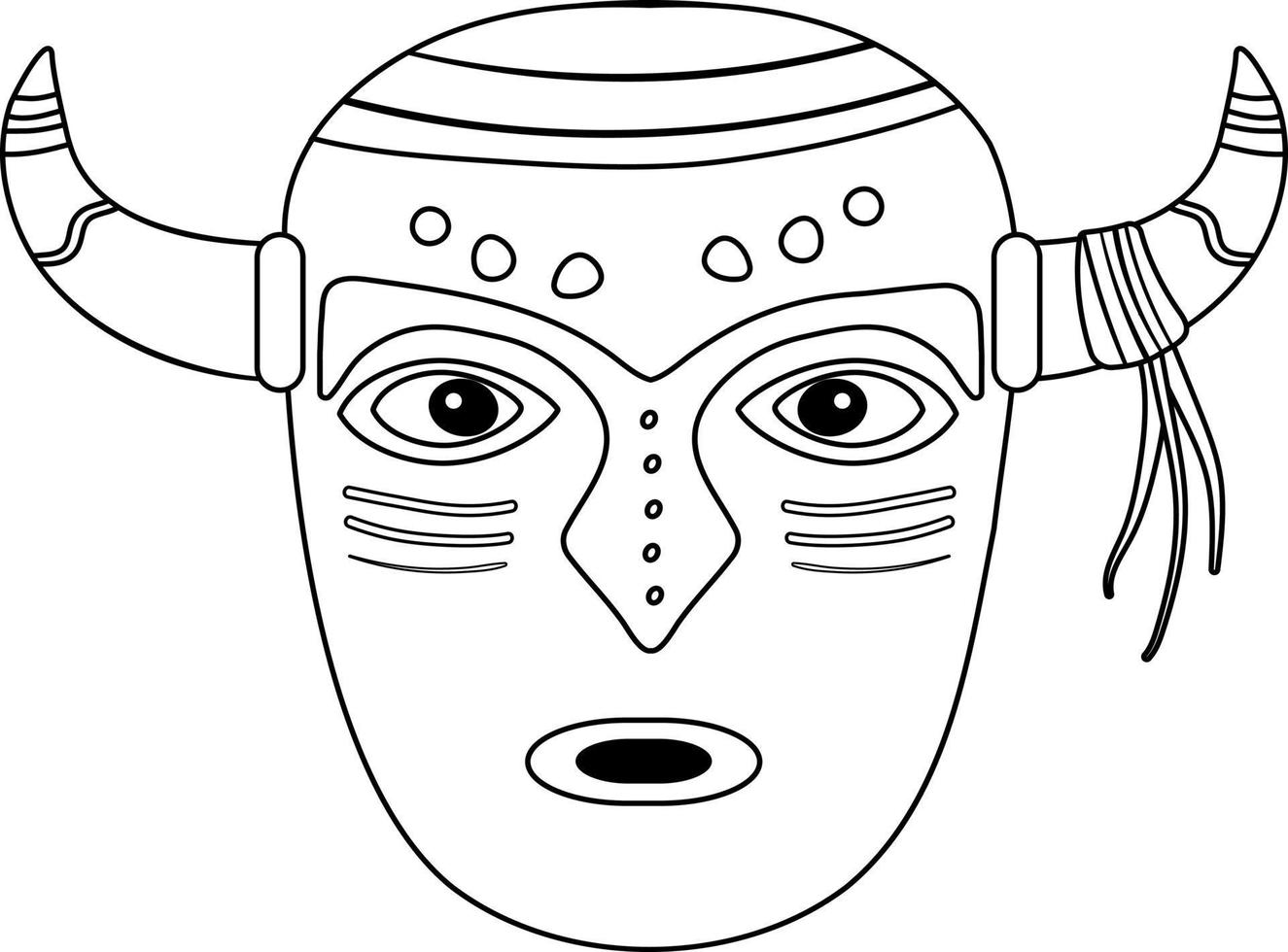 trä- afrikansk mask med horn vektor