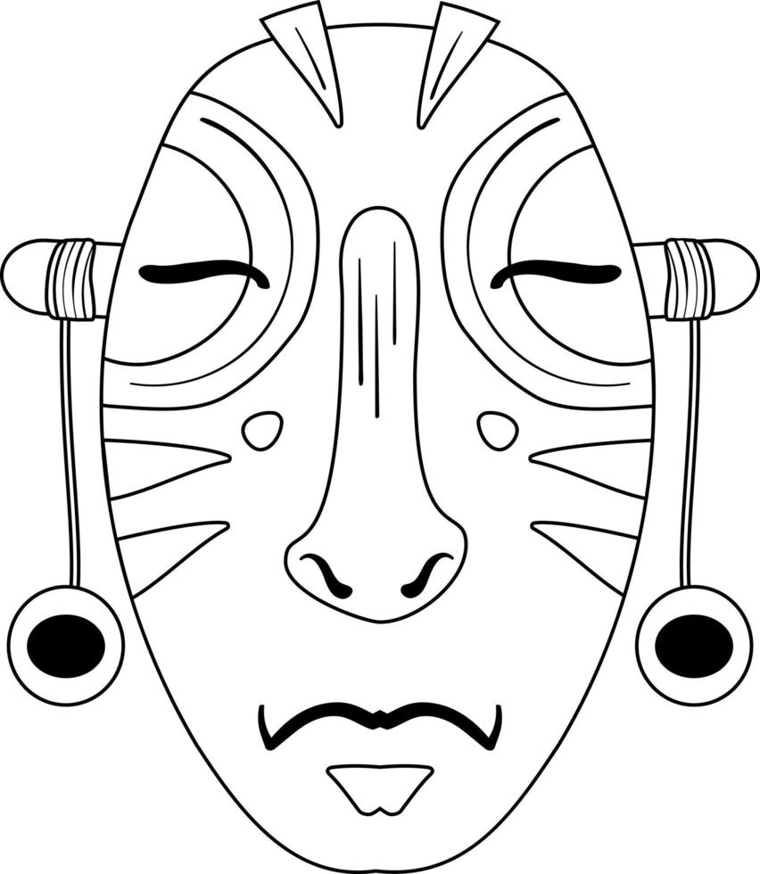 trä- afrikansk mask med stängd ögon vektor