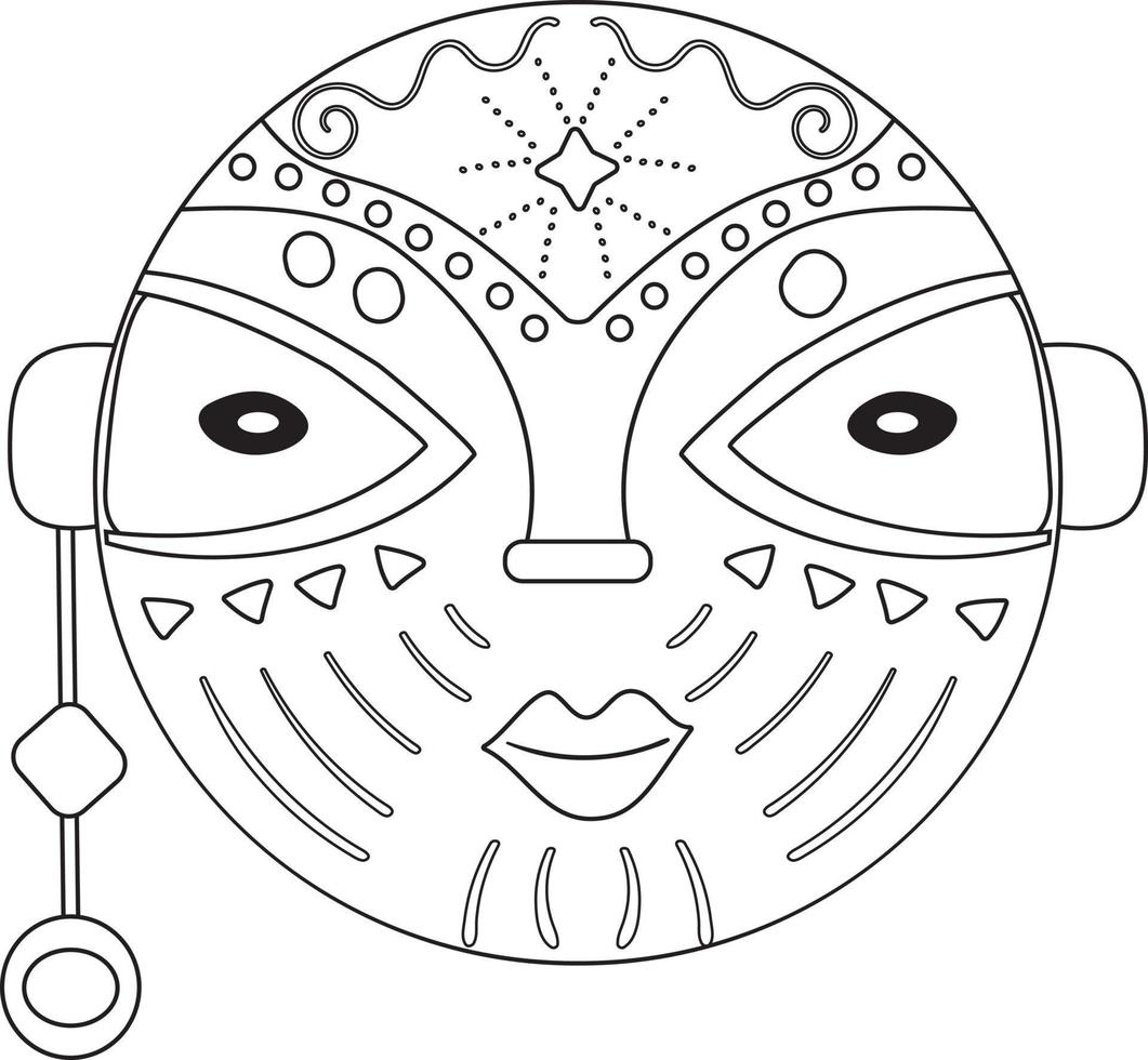 trä- afrikansk mask med dekorationer vektor