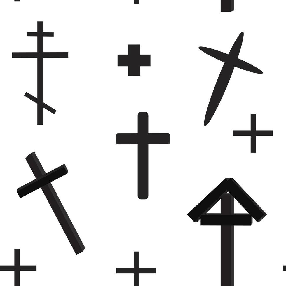 nahtloses Muster mit schwarzen Kreuzen auf weißem Hintergrund. vektor