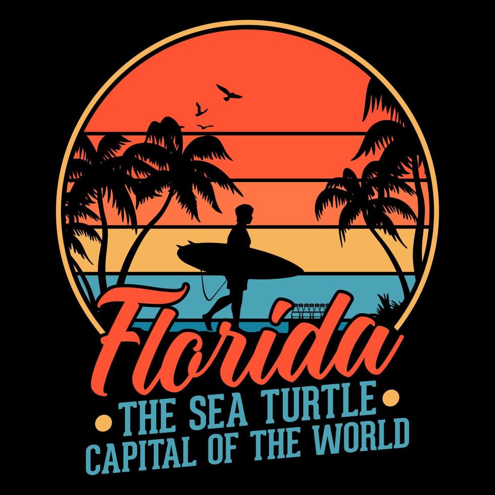 florida de hav sköldpadda huvudstad av de värld - t-shirt, vild, typografi, strand vektor - sommar t skjorta design.