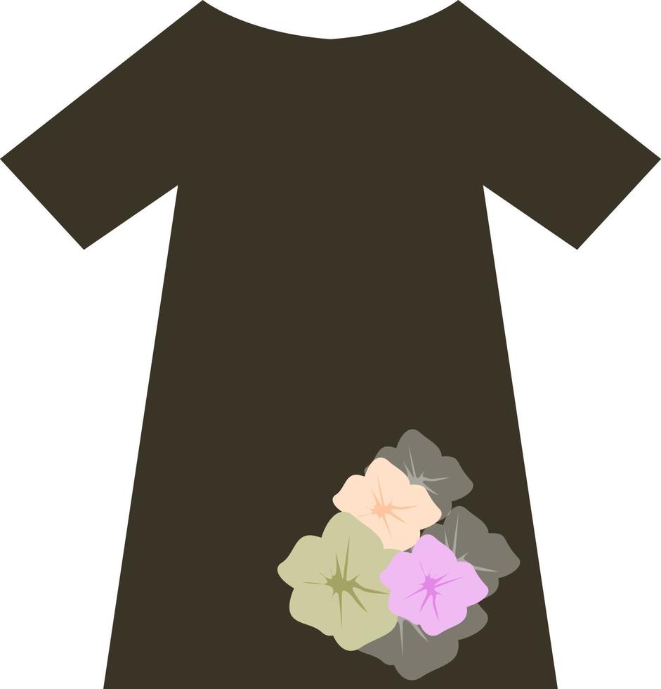 braunes Kleid mit Blumen. vektor