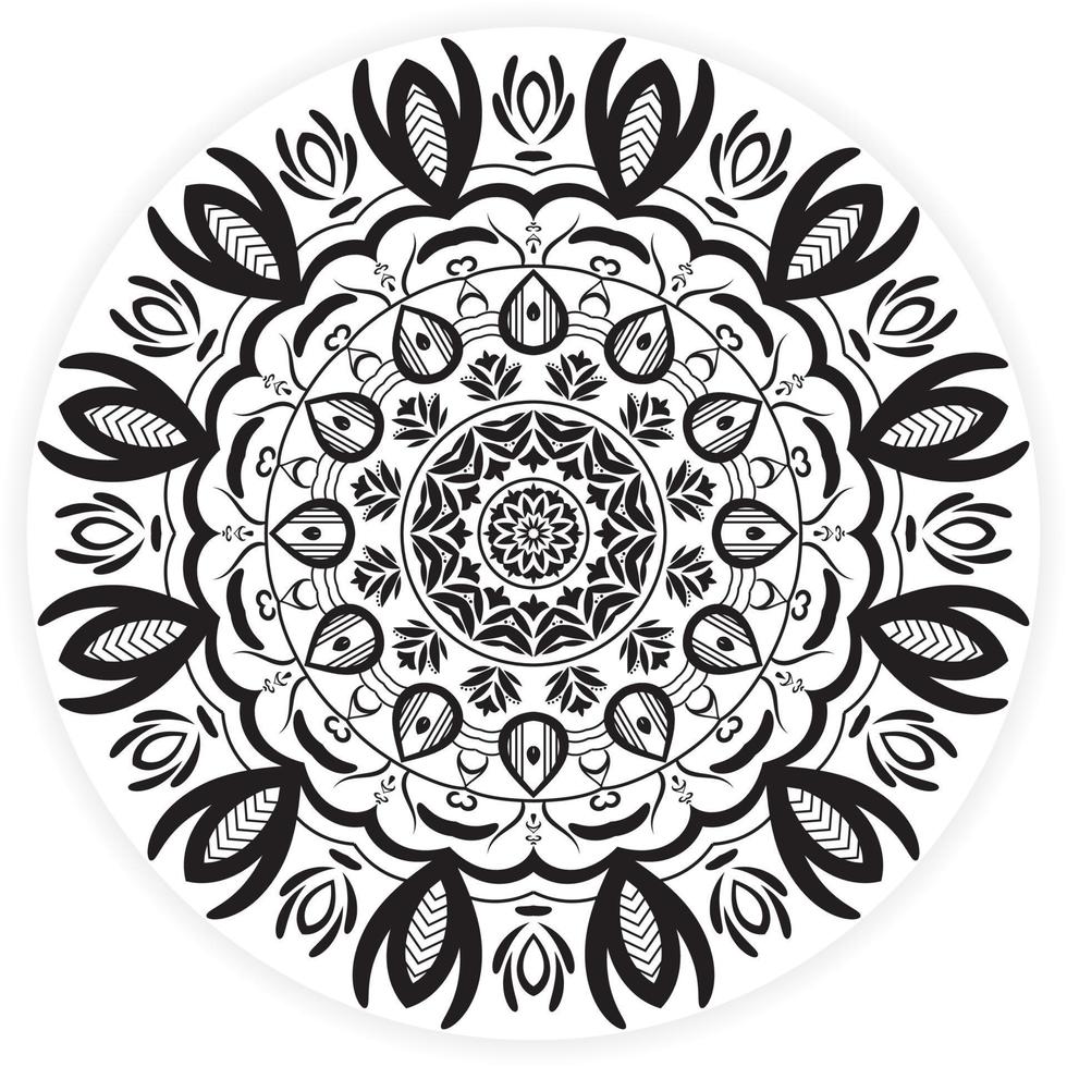 Seiten zum Ausmalen von Mandalas. Anti-Stress-Medaillon. abstrakte islamische Blume, arabisches Henna-Design, Yoga-Symbol. weißer Hintergrund, schwarzer Umriss. Mandala-Vektor-Illustration vektor