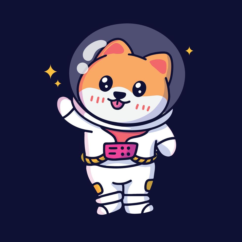 söt shiba inu astronaut hund illustration vektor