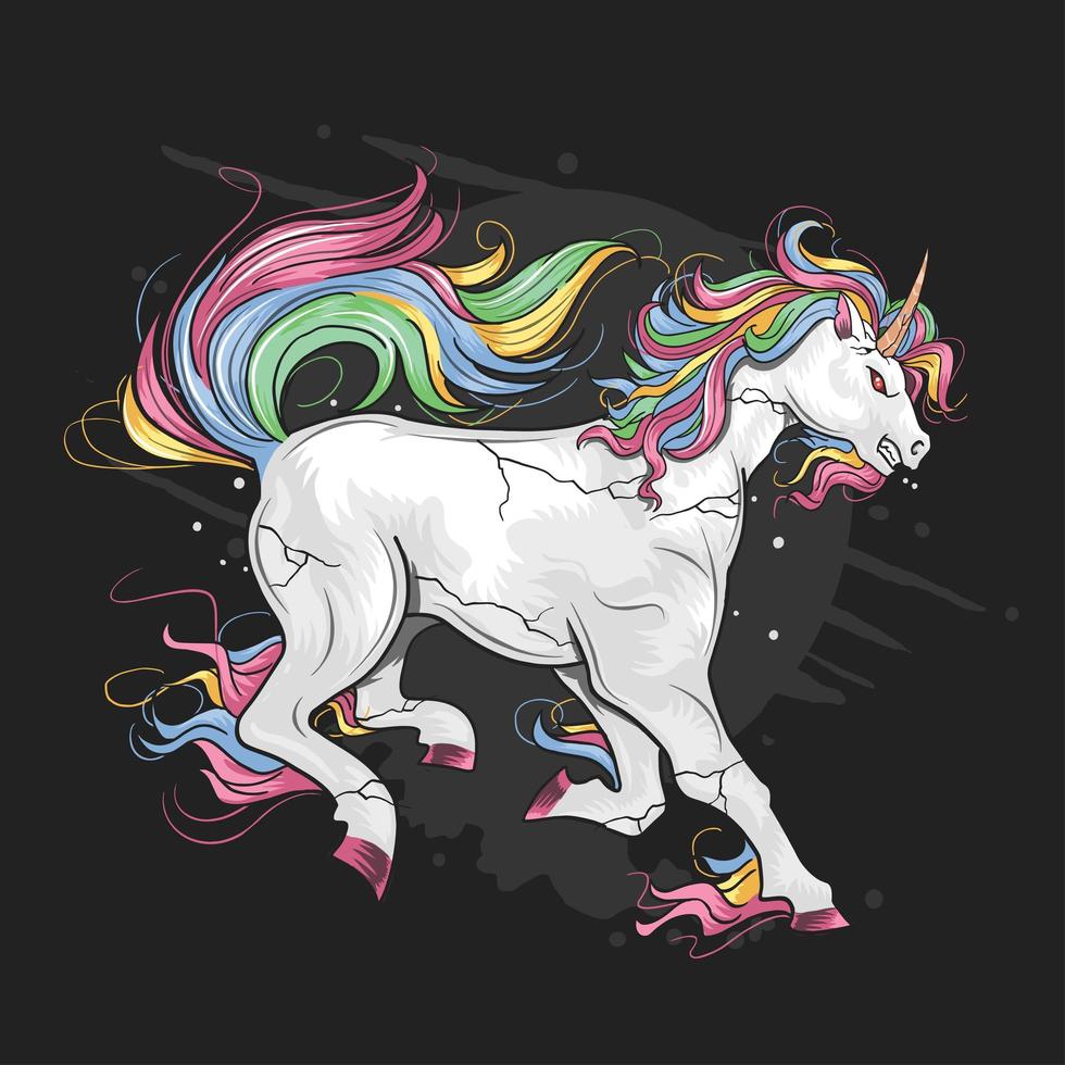 verrücktes Regenbogen-Einhorn vektor