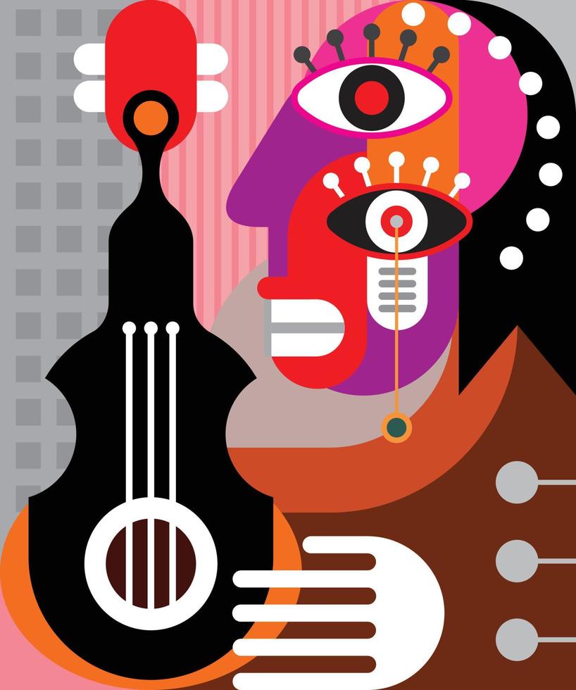 kvinna spelar gitarr vektor illustration