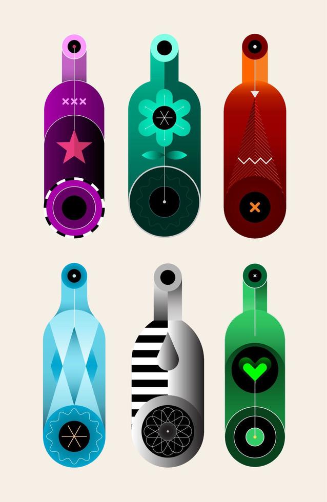 sex dekorativ flaskor vektor illustration