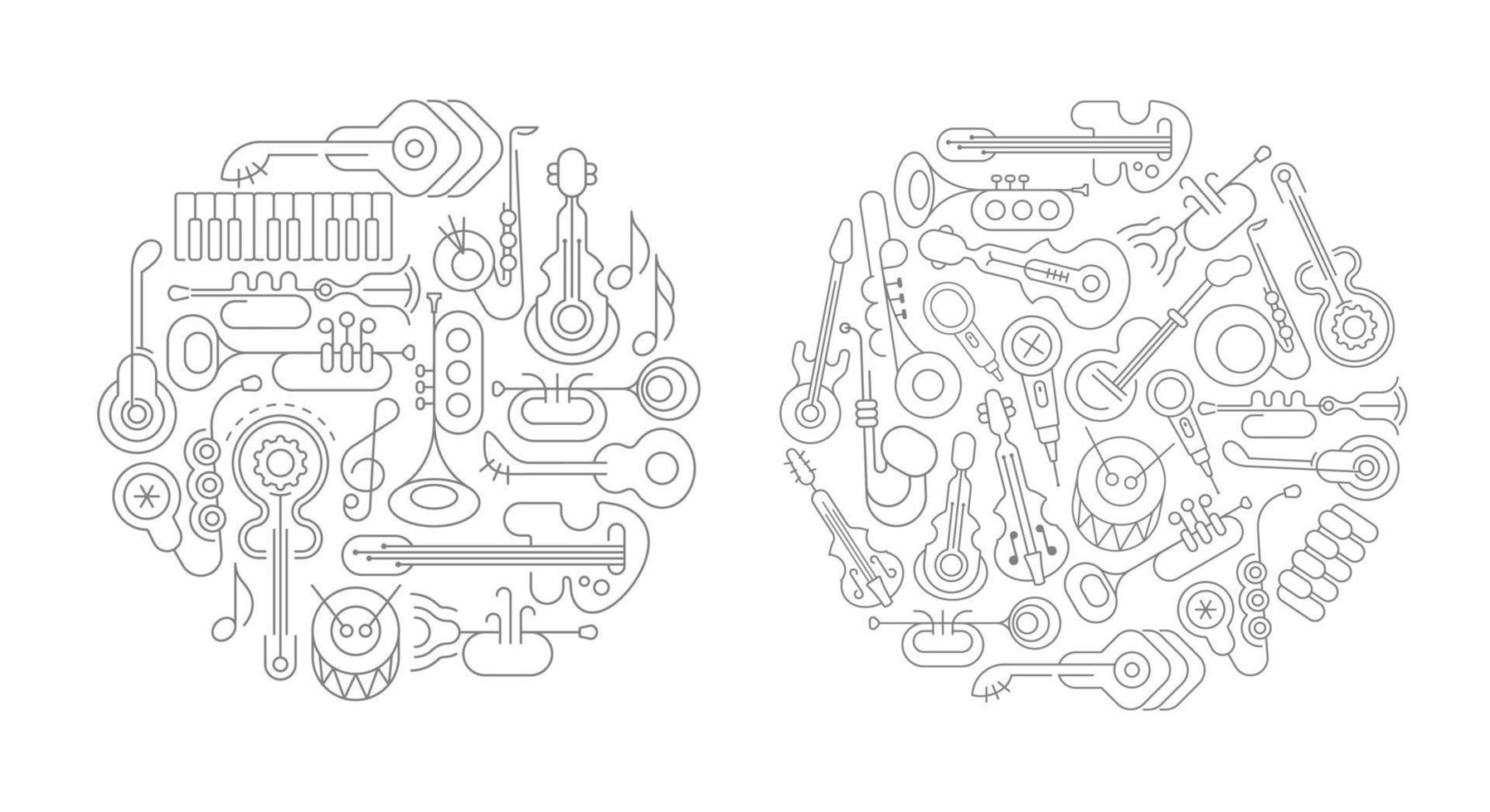 zwei Optionen Strichzeichnungen Musikinstrumente vektor