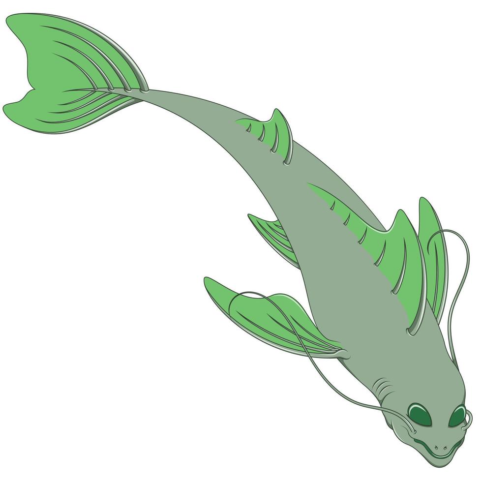 Schnurrbartfisch-Vektordesign, Tiefseeschuppenfisch, Sportfischerfisch vektor