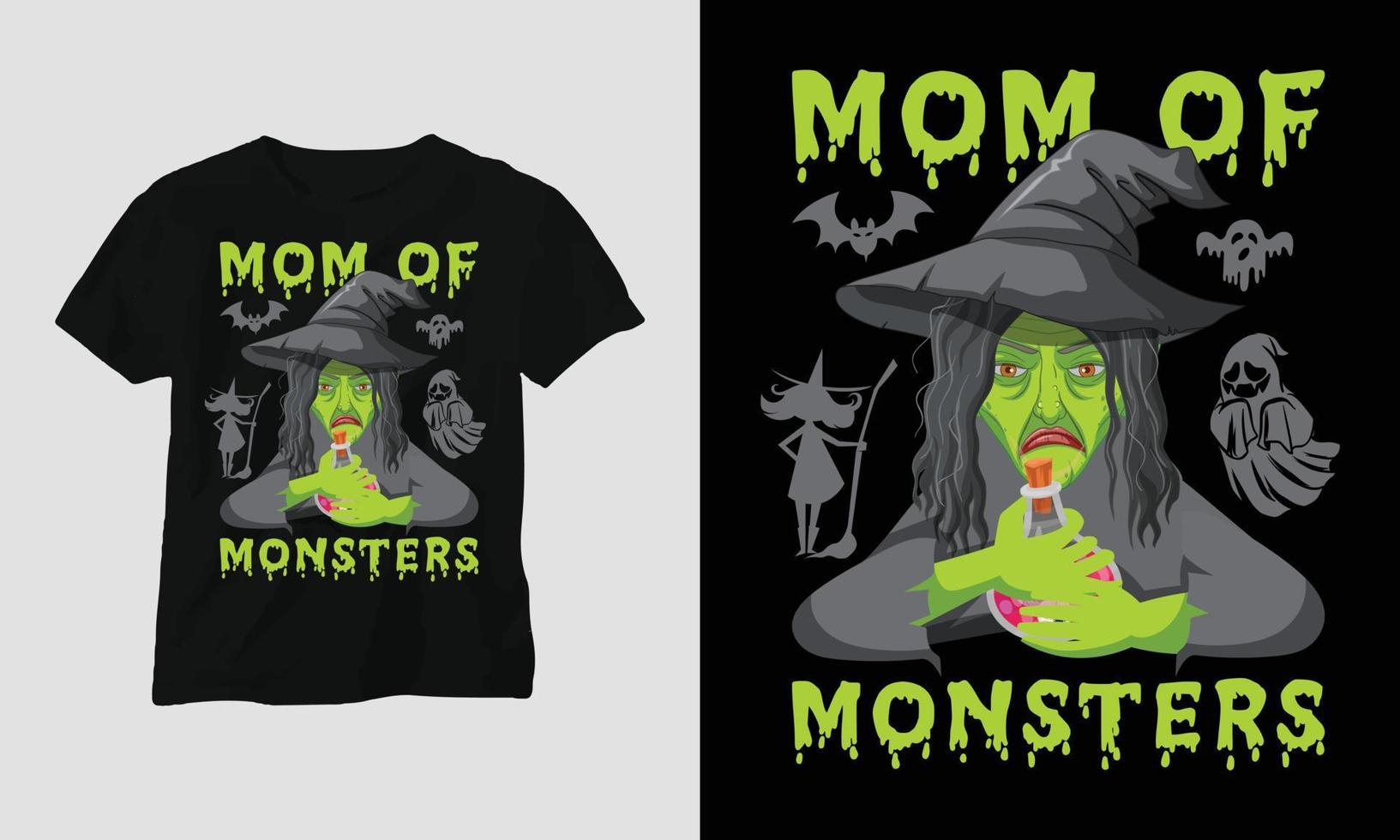 mamma av monster - halloween särskild t-shirt vektor