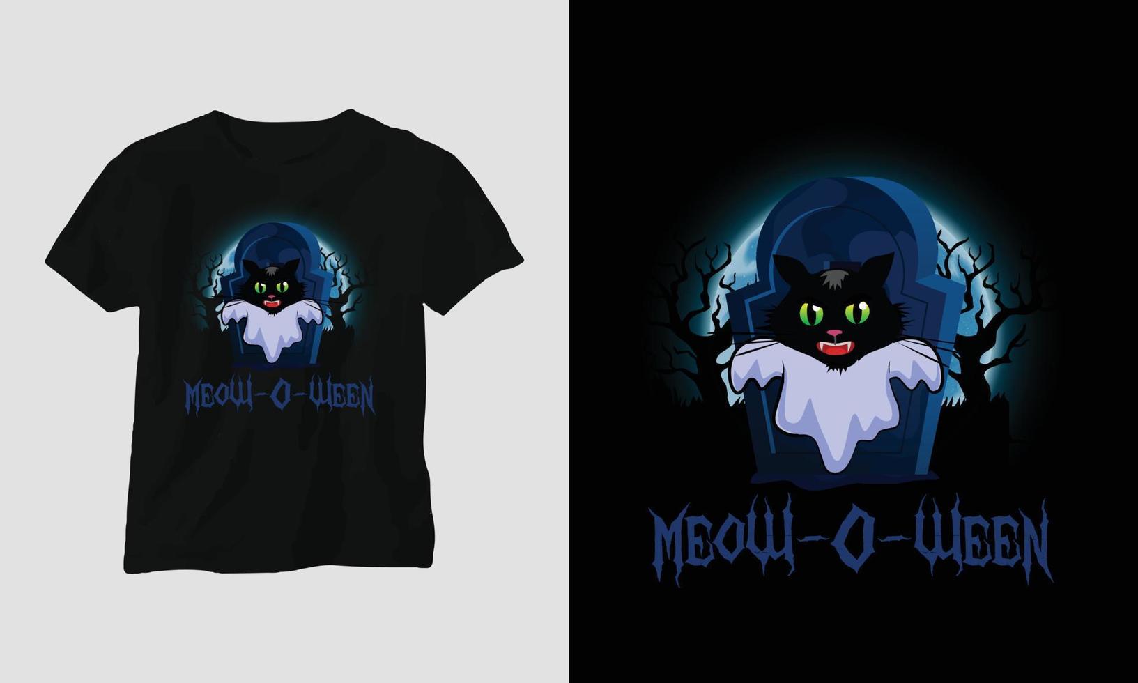 Meow-o-ween - Halloween-Spezial-T-Shirt-Vektor vektor