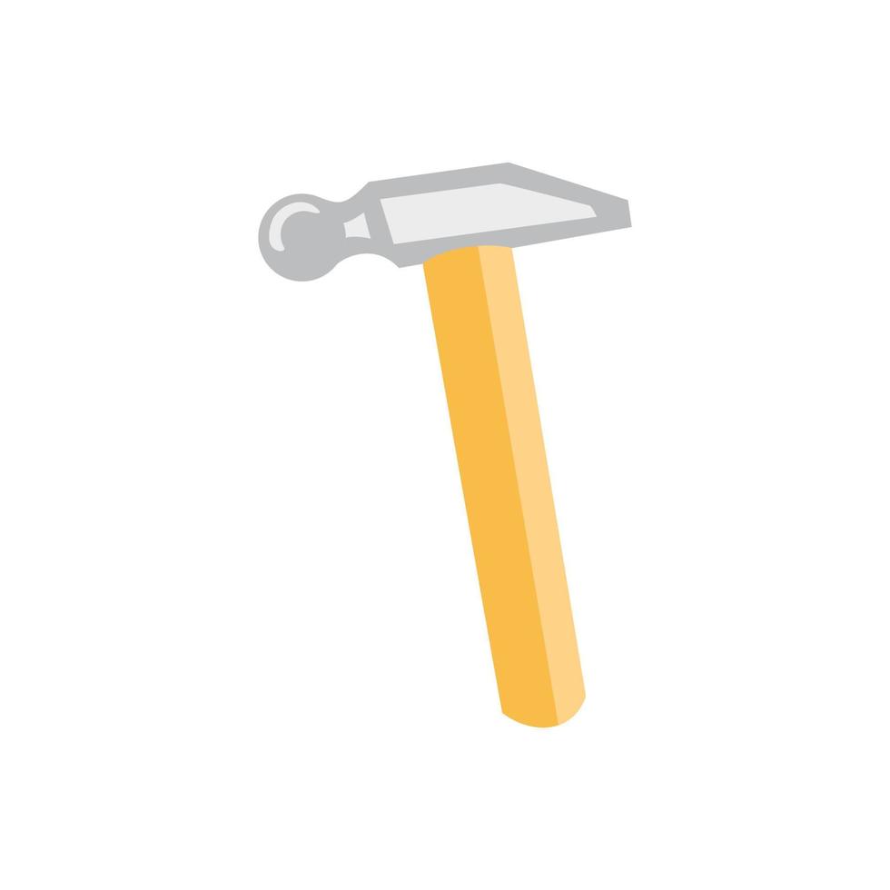 Hammer in einem flachen Stil. typisches einfaches Hammerwerkzeug. Symbole isoliert auf weißem Hintergrund vektor