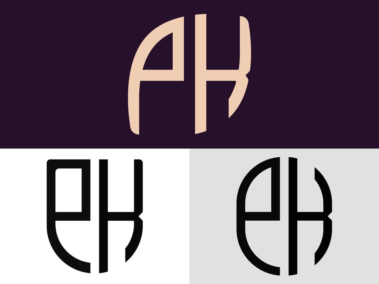 kreative anfangsbuchstaben pk logo designs paket. vektor