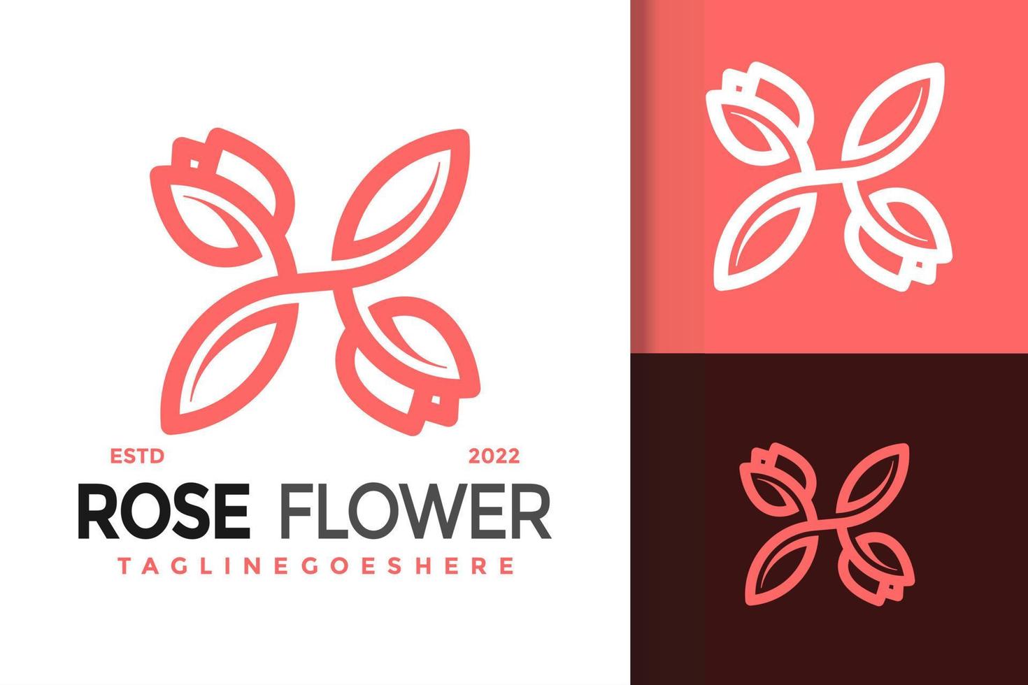 Buchstabe h Rosenblumenlogodesign, Markenidentitätslogovektor, modernes Logo, Logodesignvektorillustrationsschablone vektor