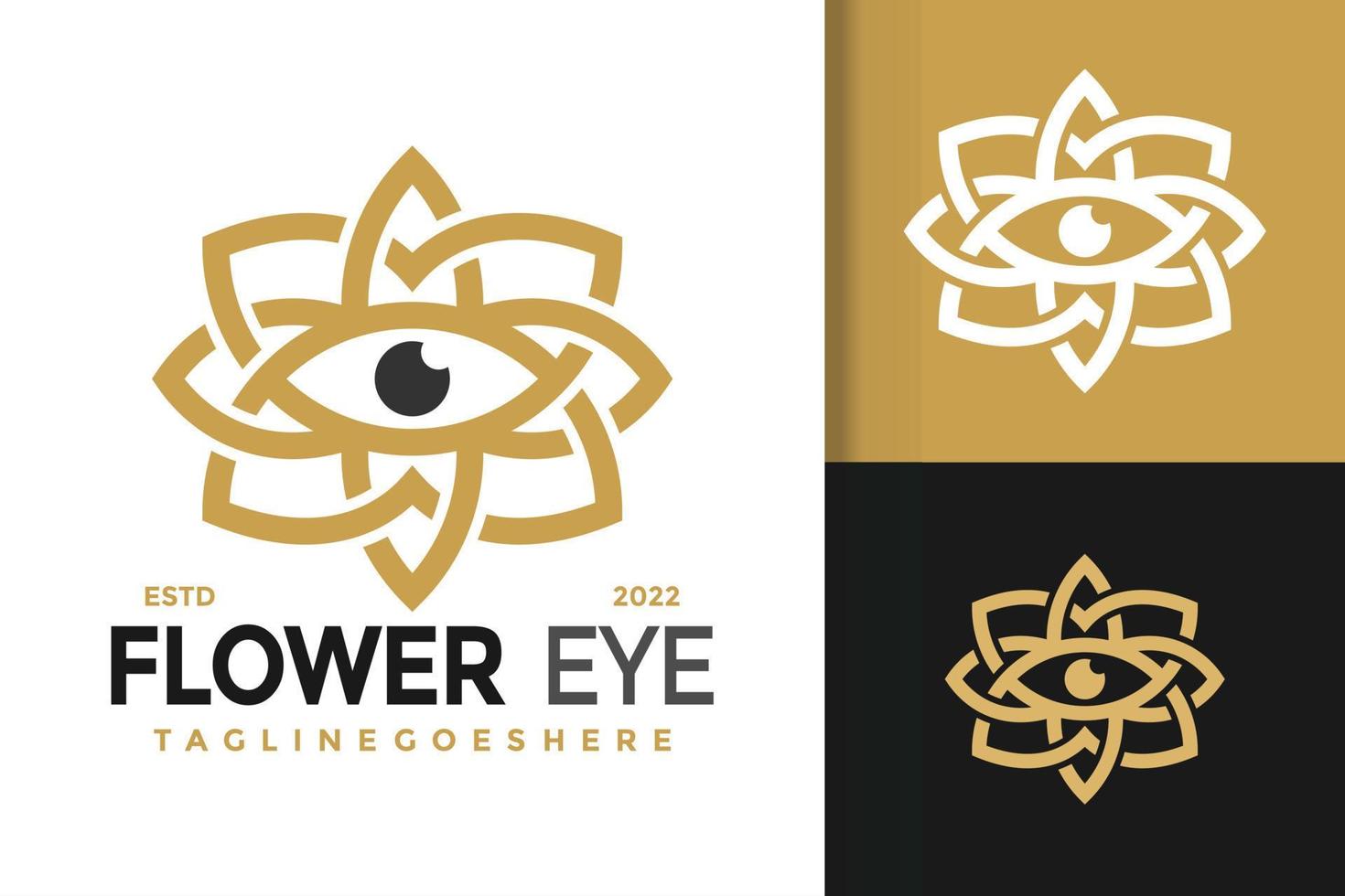 lotus blomma öga logotyp design, varumärke identitet logotyper vektor, modern logotyp, logotyp mönster vektor illustration mall