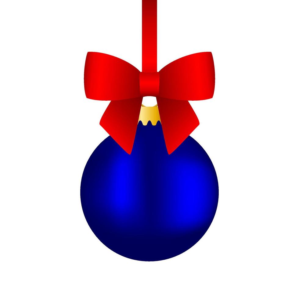 blå jul boll på band . vektor illustration