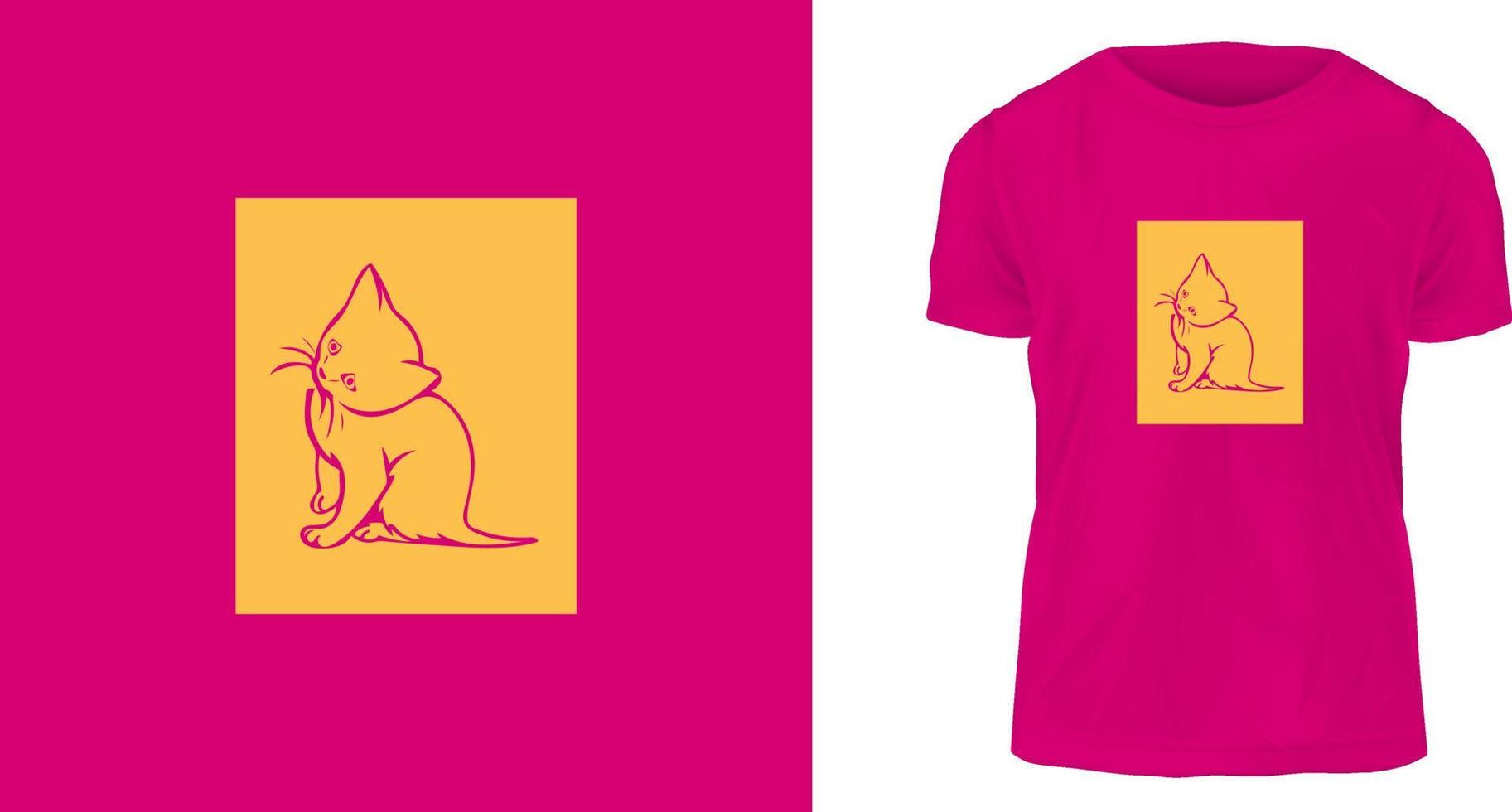 t-shirt design begrepp, söt katt vektor