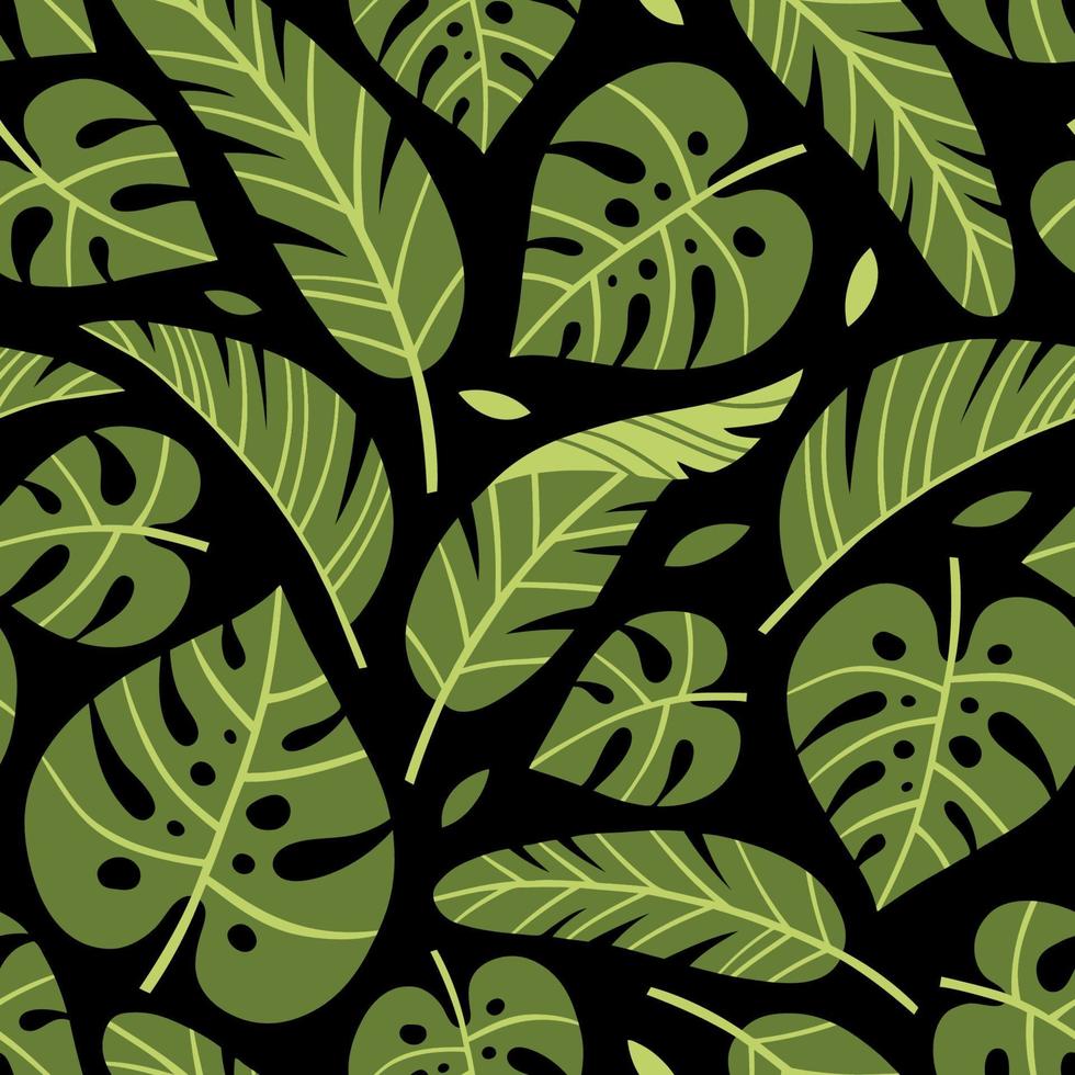 handritad sömlösa mönster med tropiska palmblad. vektor