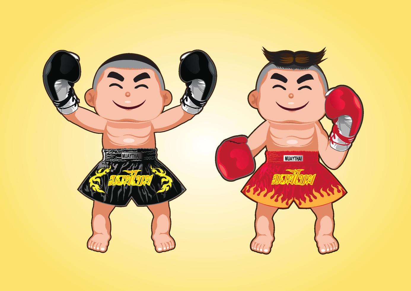 två thai boxer.det är vinnare begrepp vektor