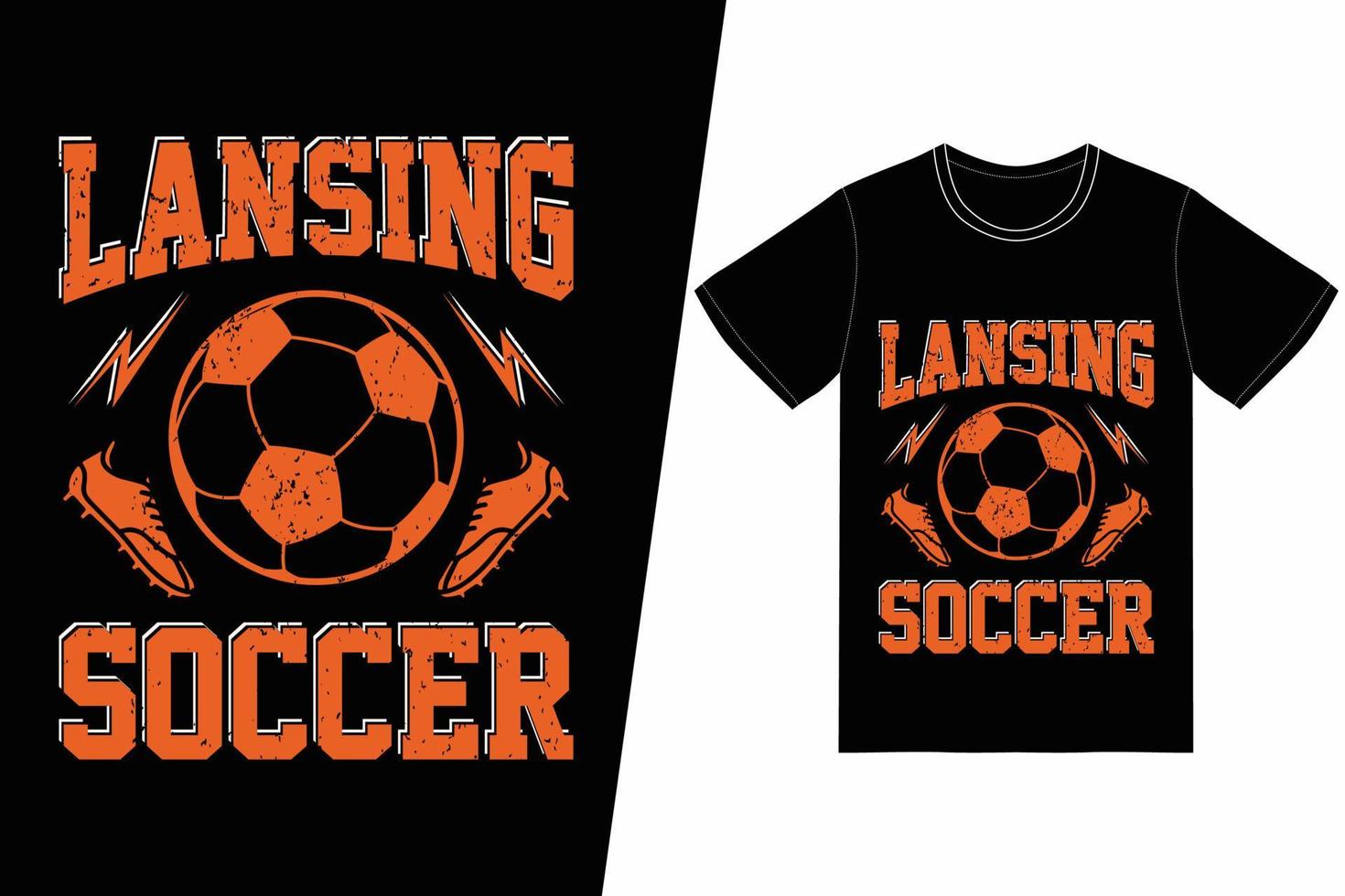 lansing fotboll fotboll design. fotboll t-shirt design vektor. för t-shirt skriva ut och Övrig använder. vektor