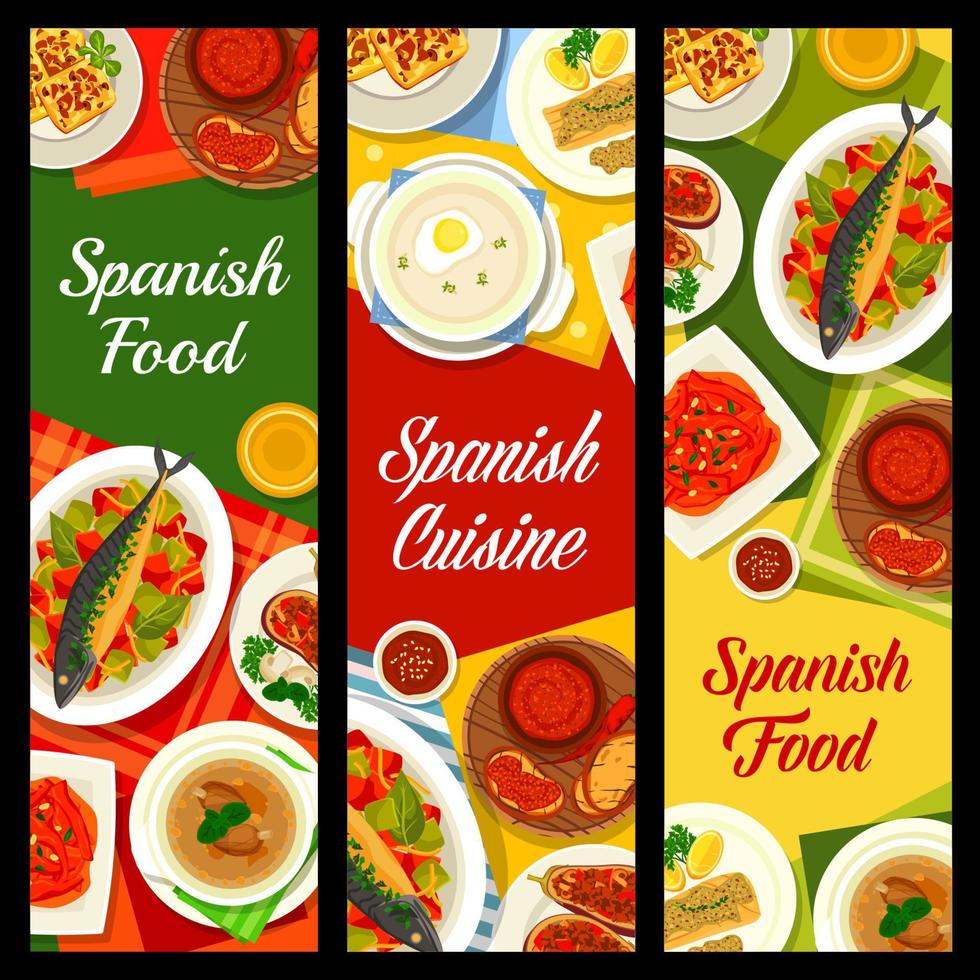 spanska kök restaurang maträtter vektor banderoller
